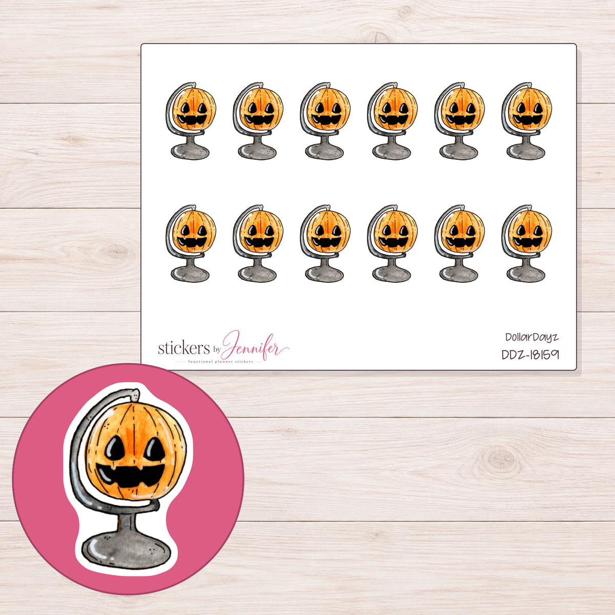 DDZ-18159 planner sticker sheet with enlarged sticker detail