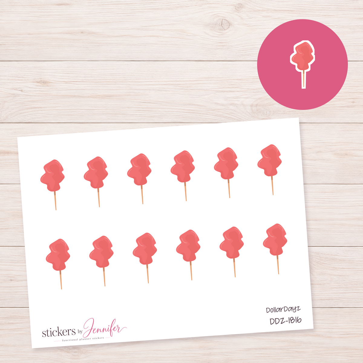 Red Cotton Candy Planner Stickers | DDZ-1816