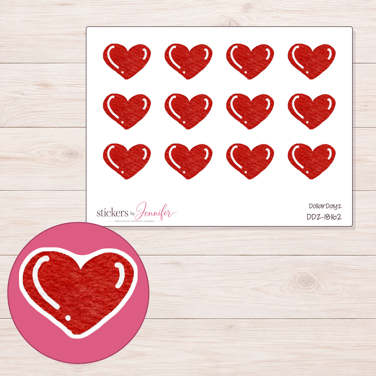 DDZ-18162 planner sticker sheet with enlarged sticker detail