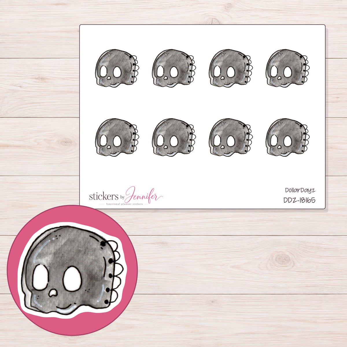 DDZ-18165 planner sticker sheet with enlarged sticker detail