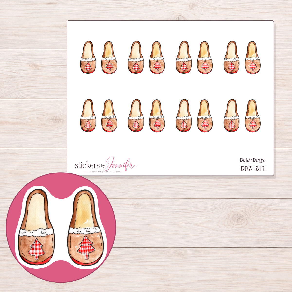 DDZ-18171 planner sticker sheet with enlarged sticker detail