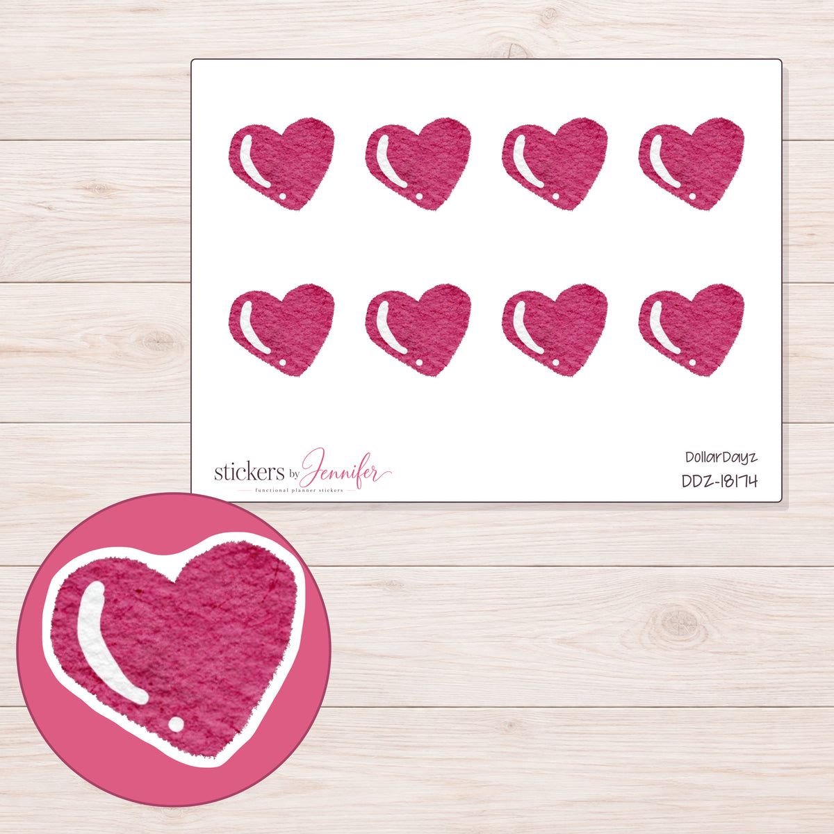 DDZ-18174 planner sticker sheet with enlarged sticker detail