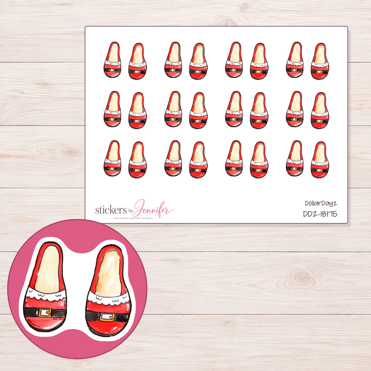DDZ-18175 planner sticker sheet with enlarged sticker detail