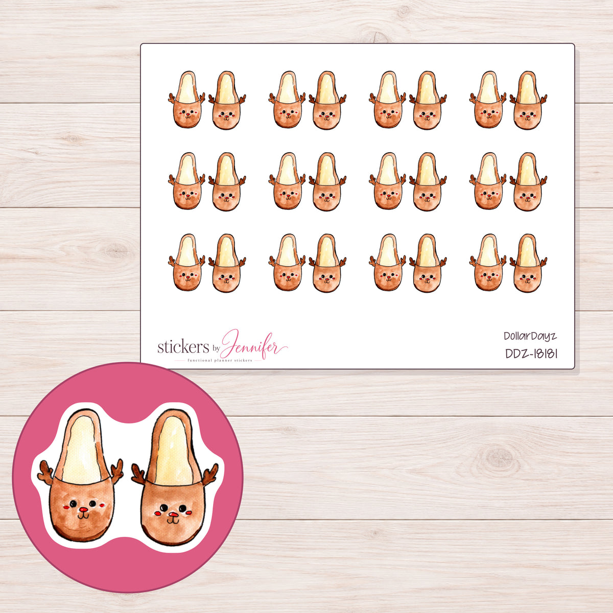 DDZ-18181 planner sticker sheet with enlarged sticker detail