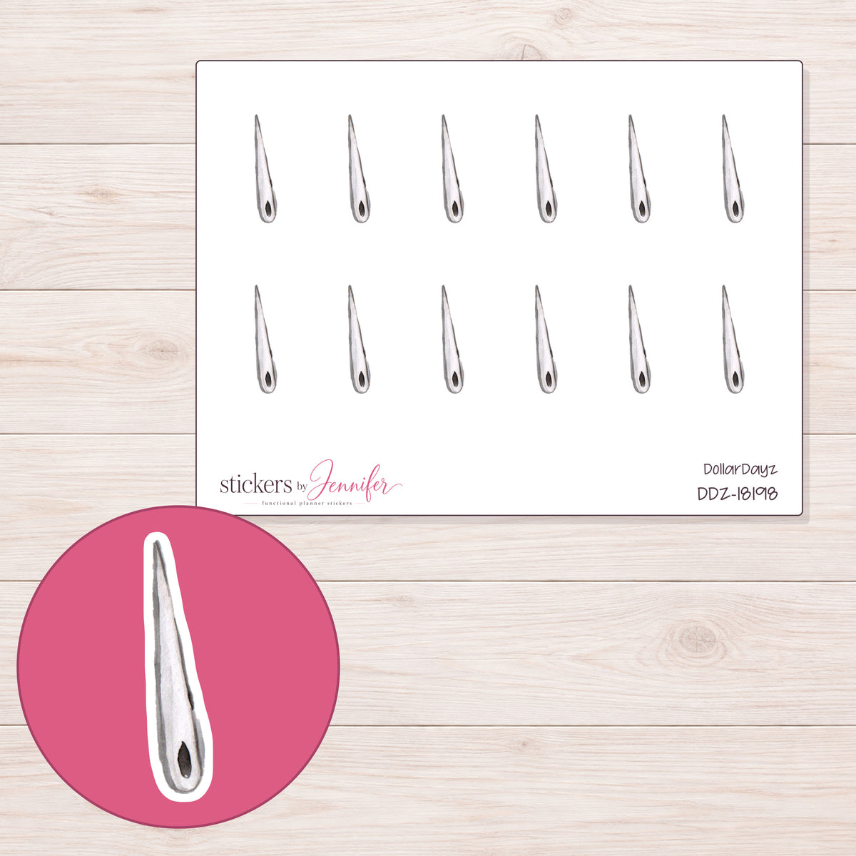 DDZ-18198 planner sticker sheet with enlarged sticker detail
