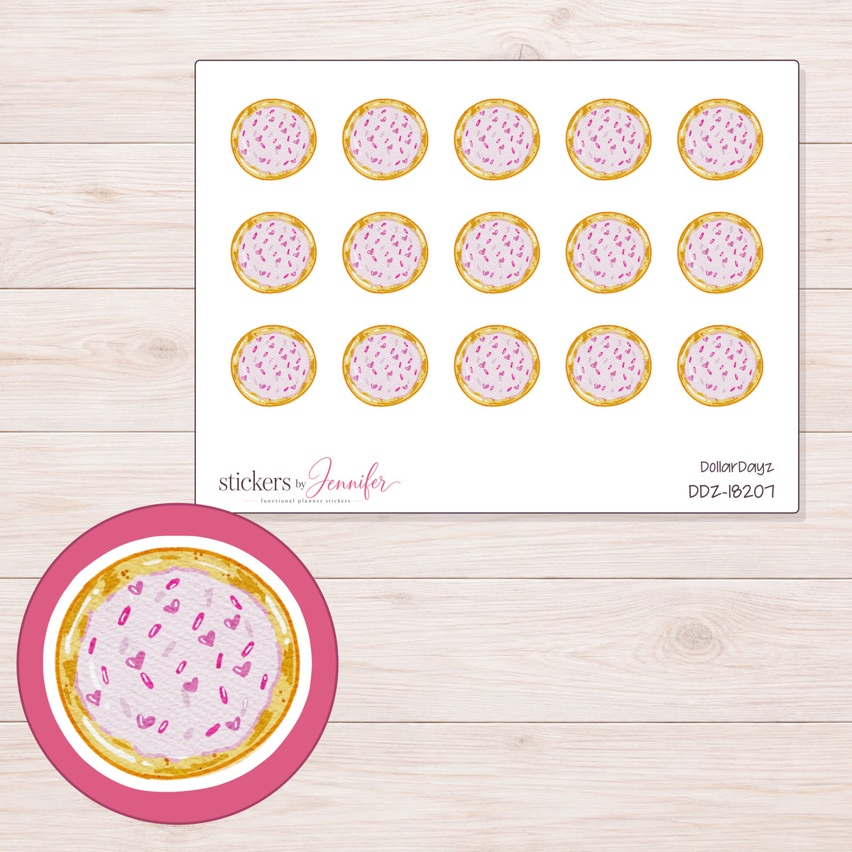 DDZ-18207 planner sticker sheet with enlarged sticker detail