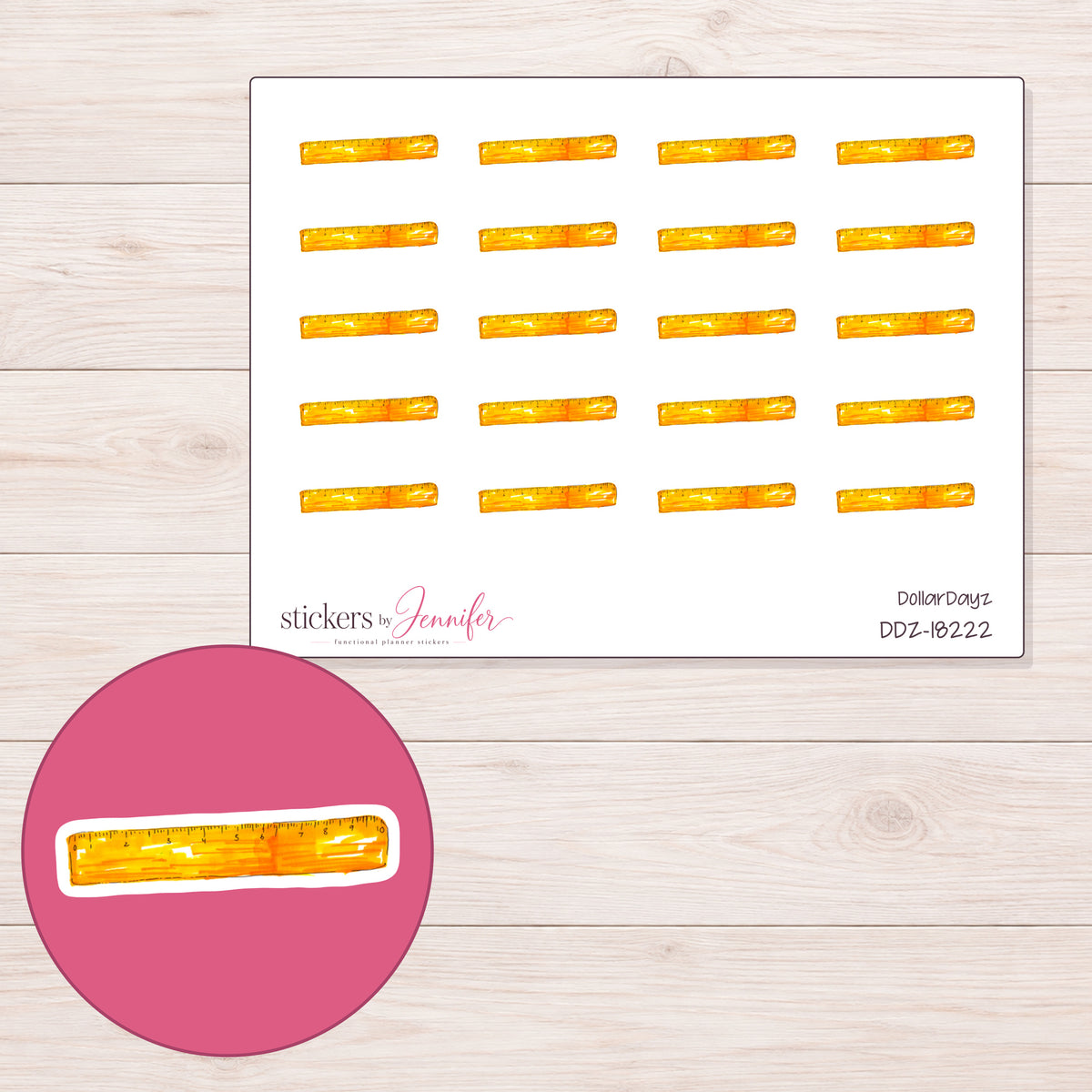 DDZ-18222 planner sticker sheet with enlarged sticker detail