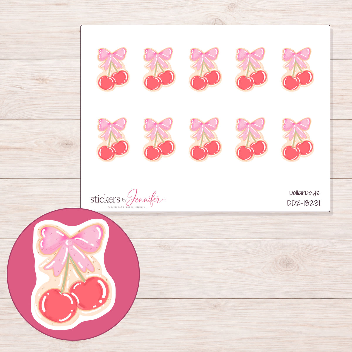 DDZ-18231 planner sticker sheet with enlarged sticker detail