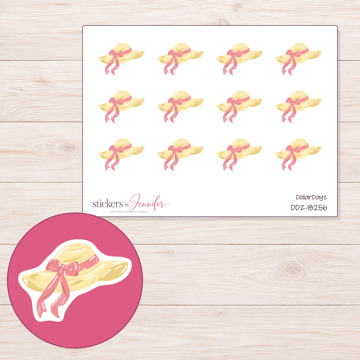 DDZ-18256 planner sticker sheet with enlarged sticker detail