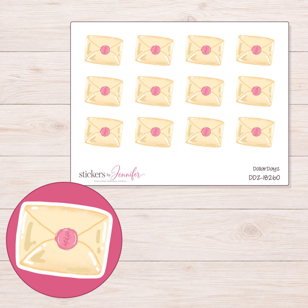 DDZ-18260 planner sticker sheet with enlarged sticker detail