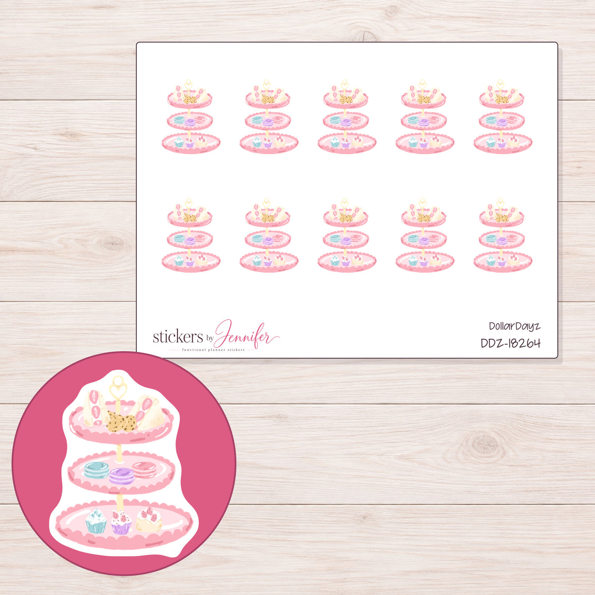 DDZ-18264 planner sticker sheet with enlarged sticker detail