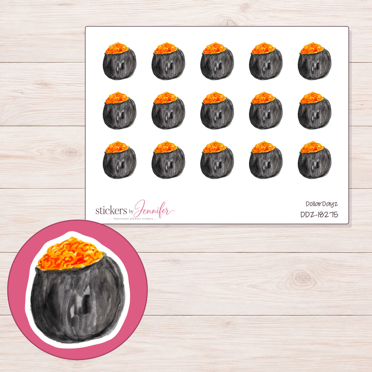 DDZ-18275 planner sticker sheet with enlarged sticker detail