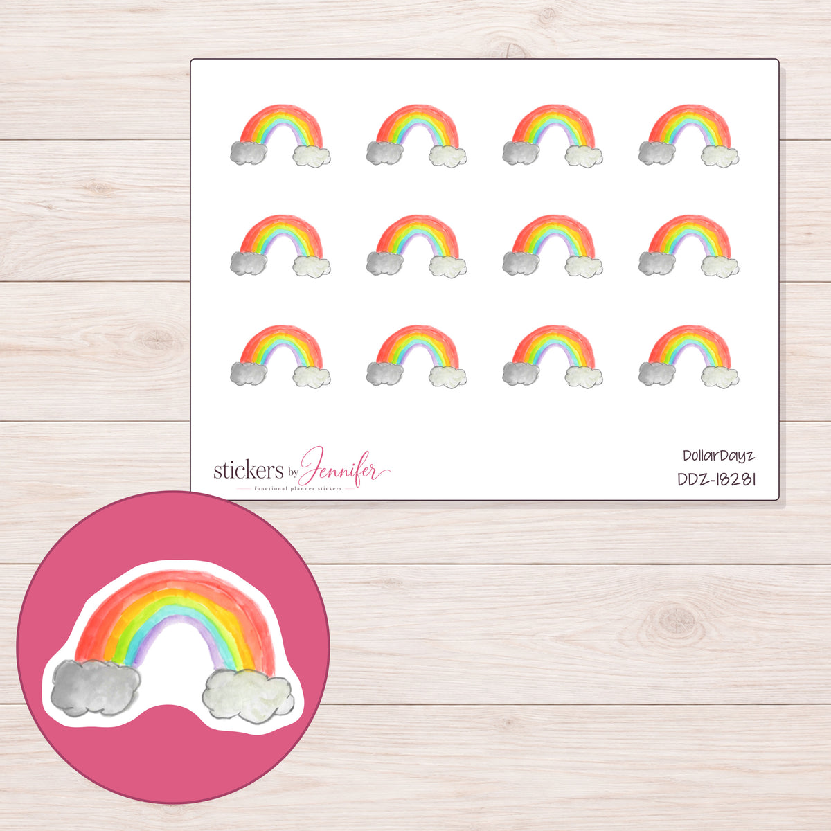 DDZ-18281 planner sticker sheet with enlarged sticker detail