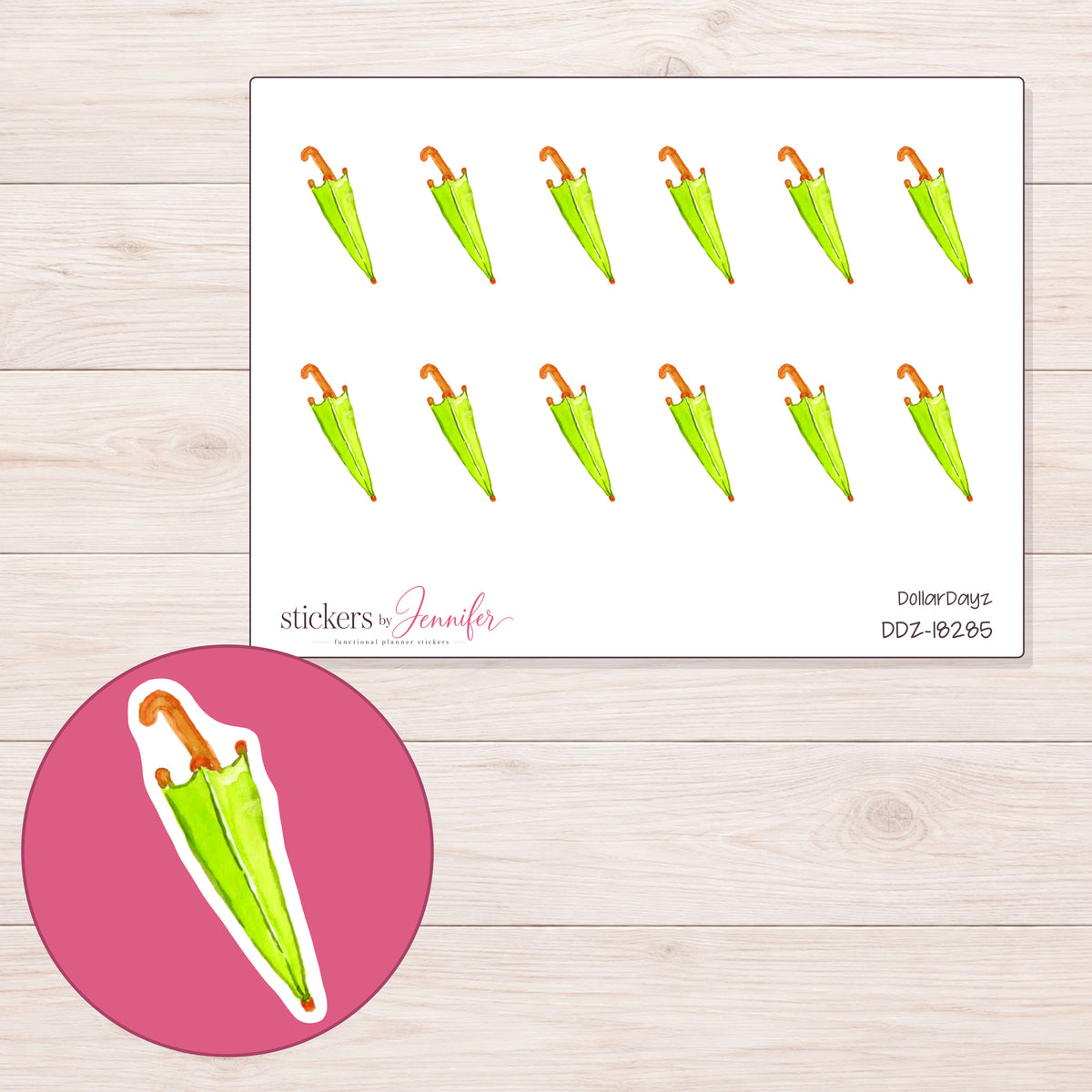 DDZ-18285 planner sticker sheet with enlarged sticker detail