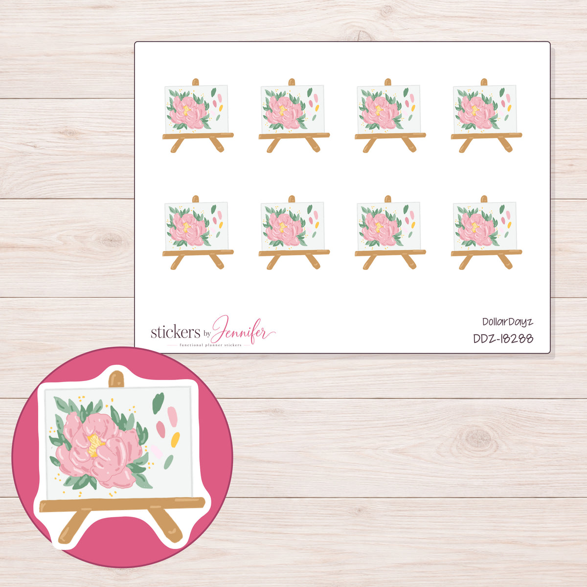 DDZ-18288 planner sticker sheet with enlarged sticker detail