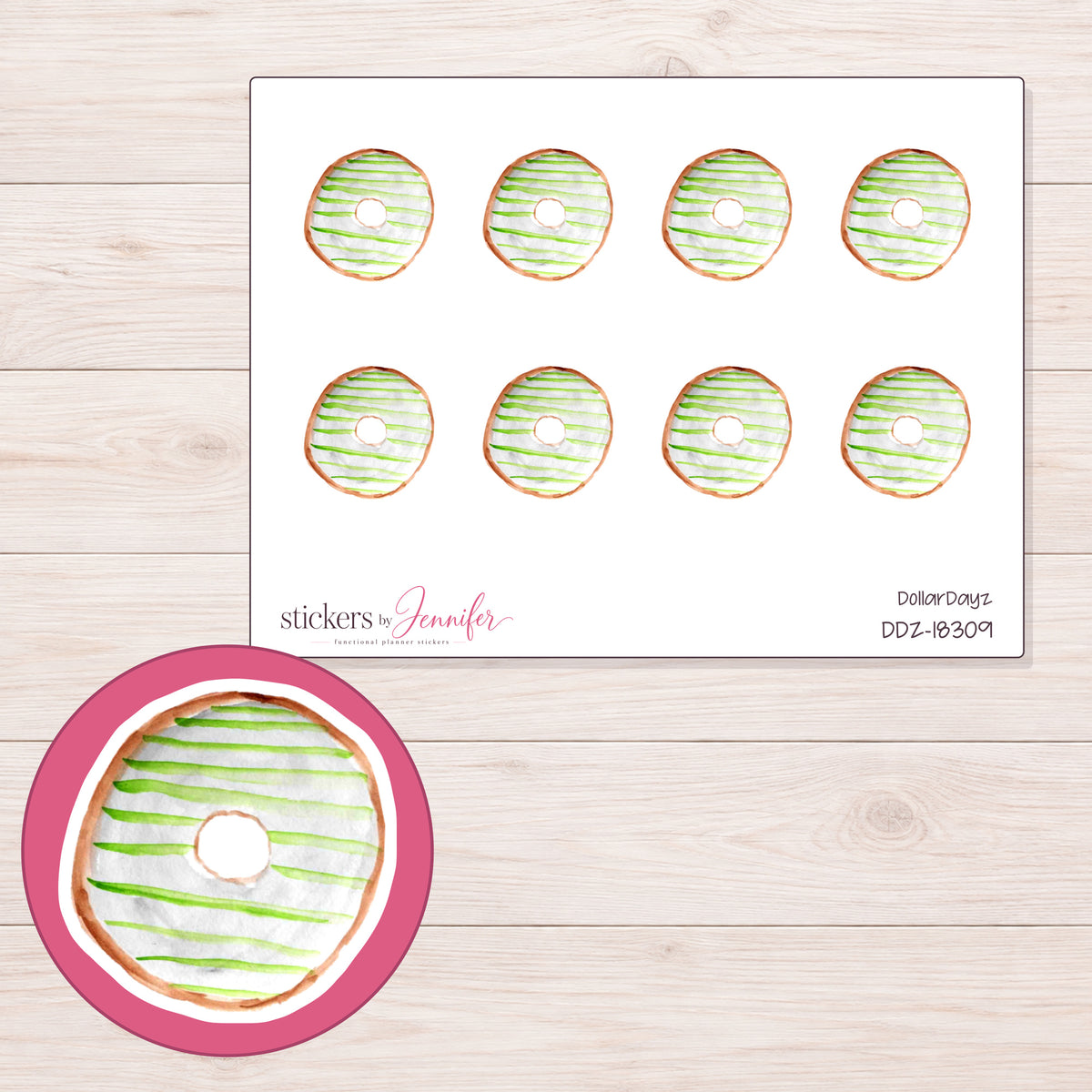 DDZ-18309 planner sticker sheet with enlarged sticker detail