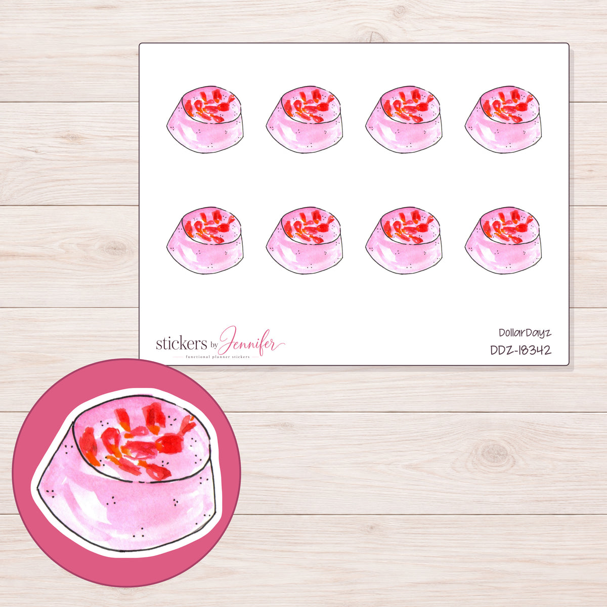 DDZ-18342 planner sticker sheet with enlarged sticker detail