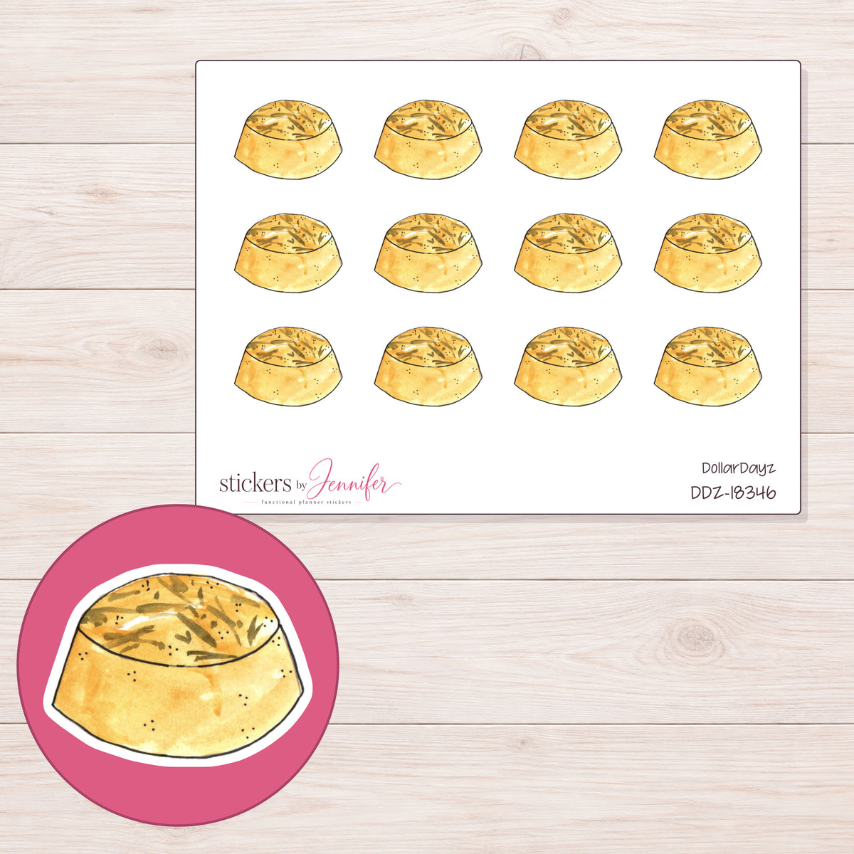 DDZ-18346 planner sticker sheet with enlarged sticker detail