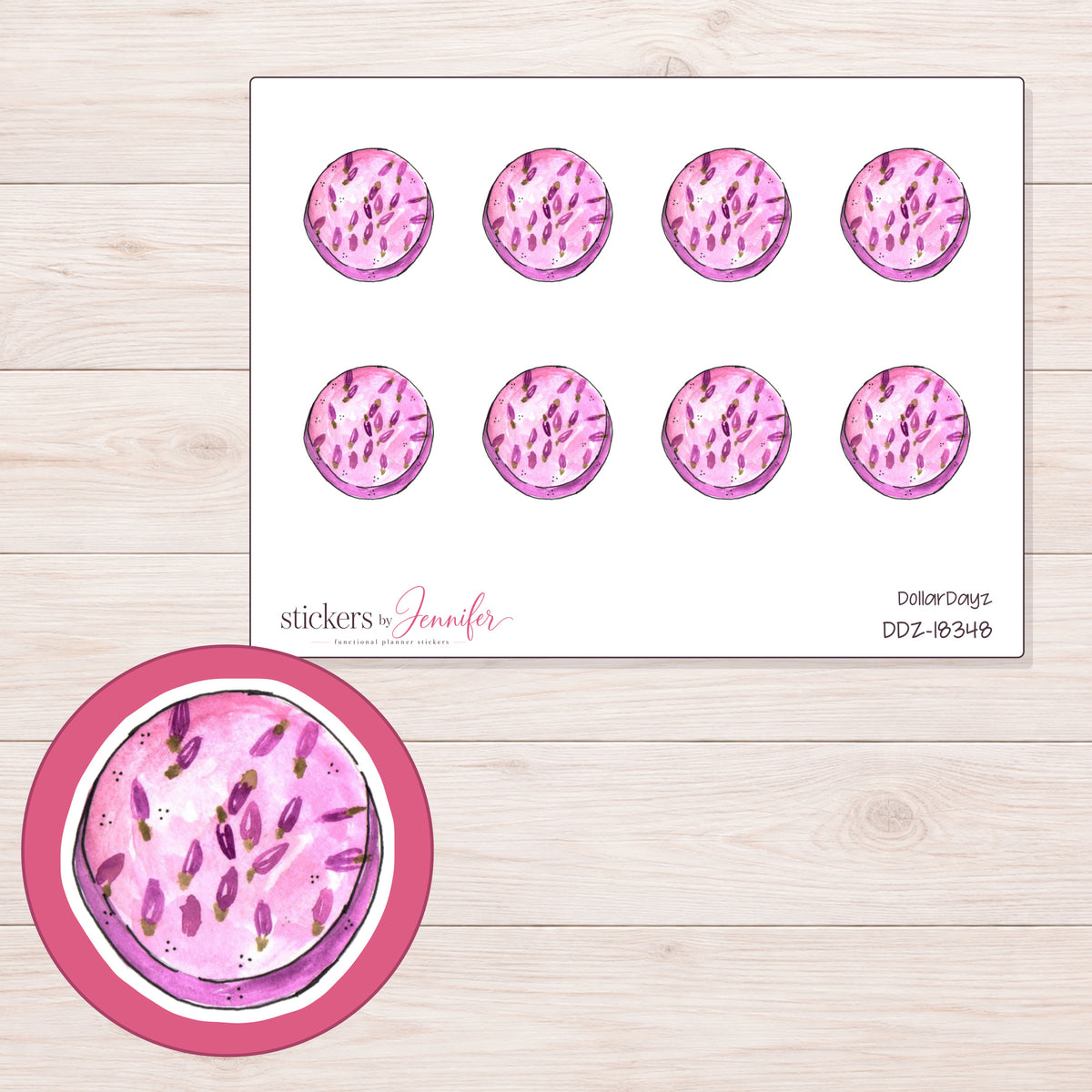 DDZ-18348 planner sticker sheet with enlarged sticker detail