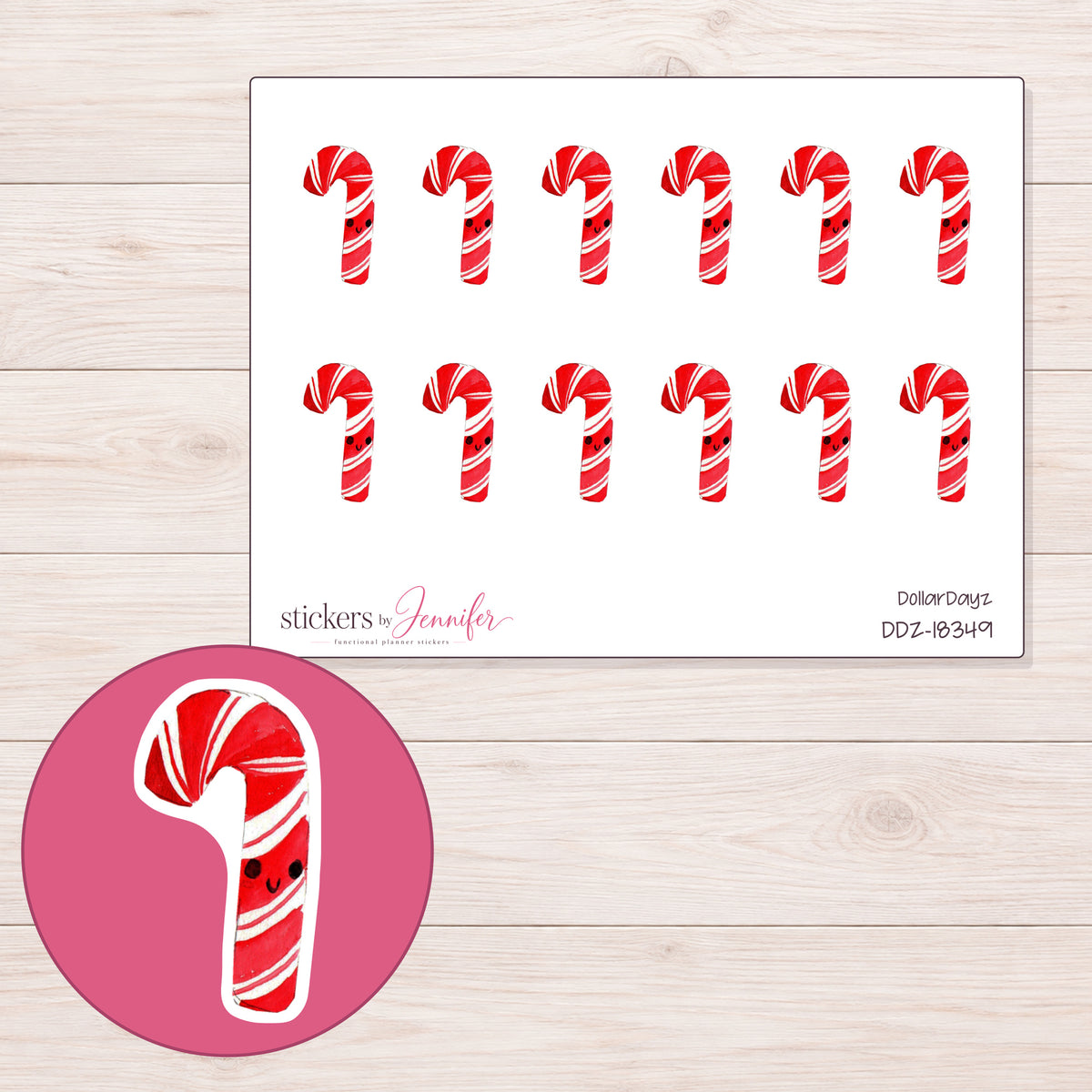 DDZ-18349 planner sticker sheet with enlarged sticker detail