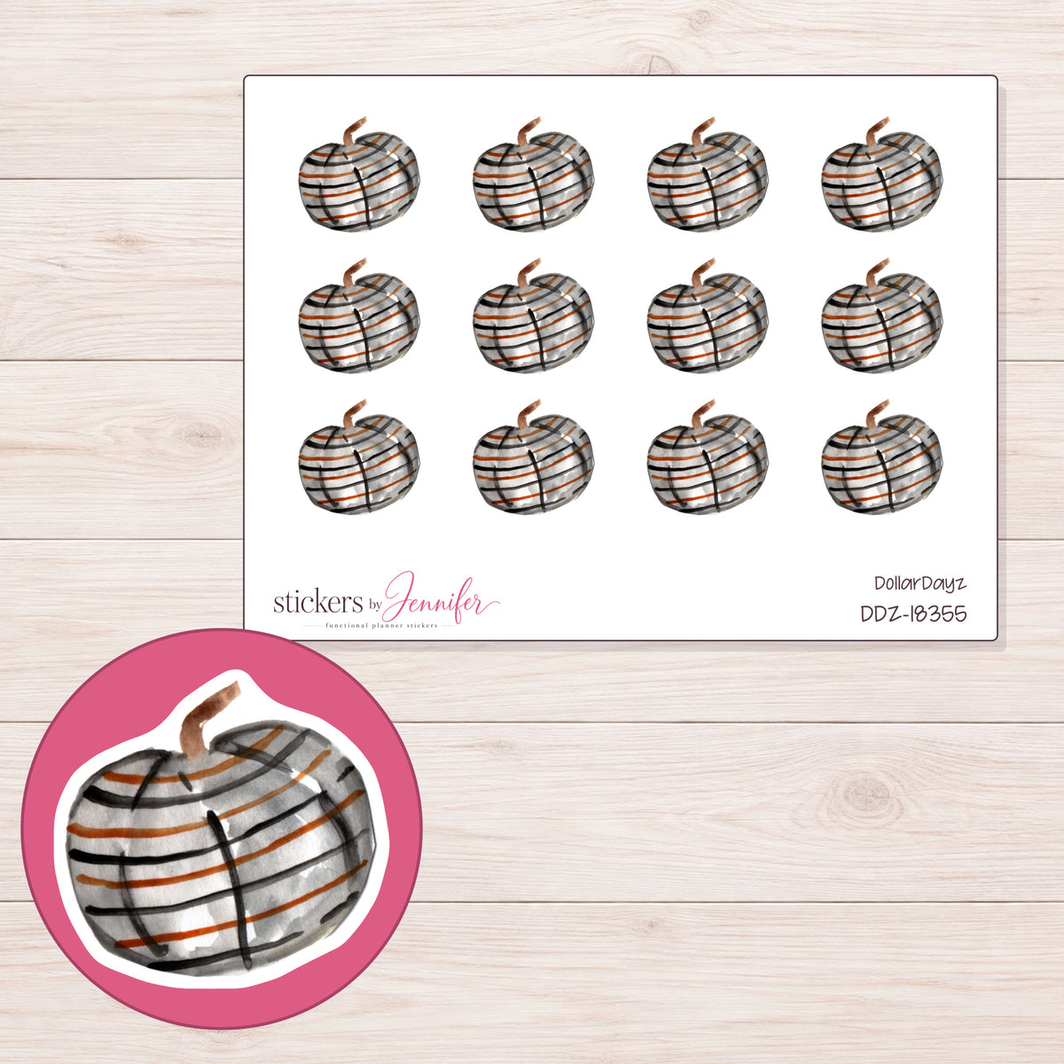 DDZ-18355 planner sticker sheet with enlarged sticker detail