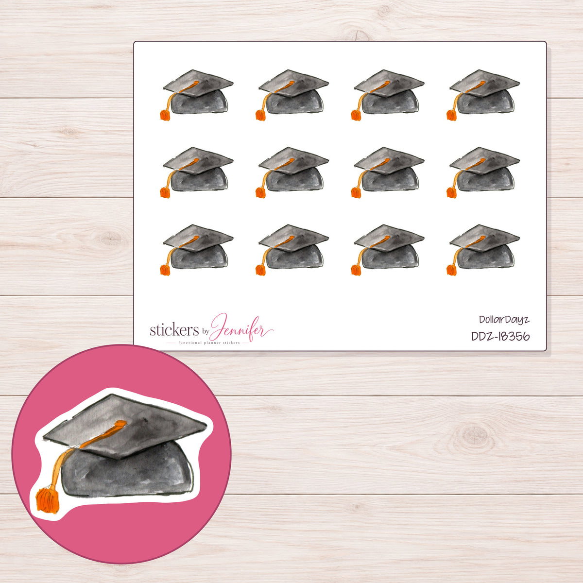 DDZ-18356 planner sticker sheet with enlarged sticker detail