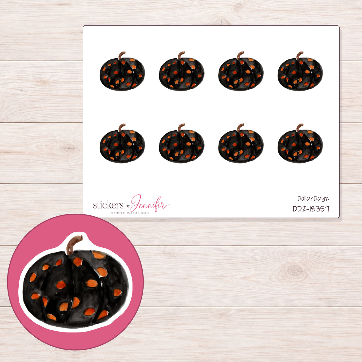 DDZ-18357 planner sticker sheet with enlarged sticker detail