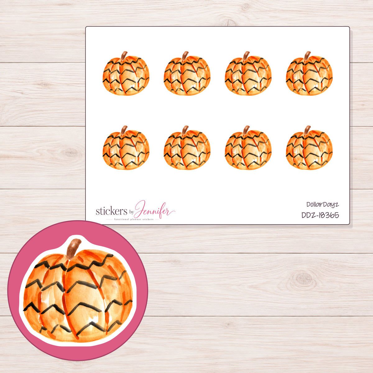DDZ-18365 planner sticker sheet with enlarged sticker detail
