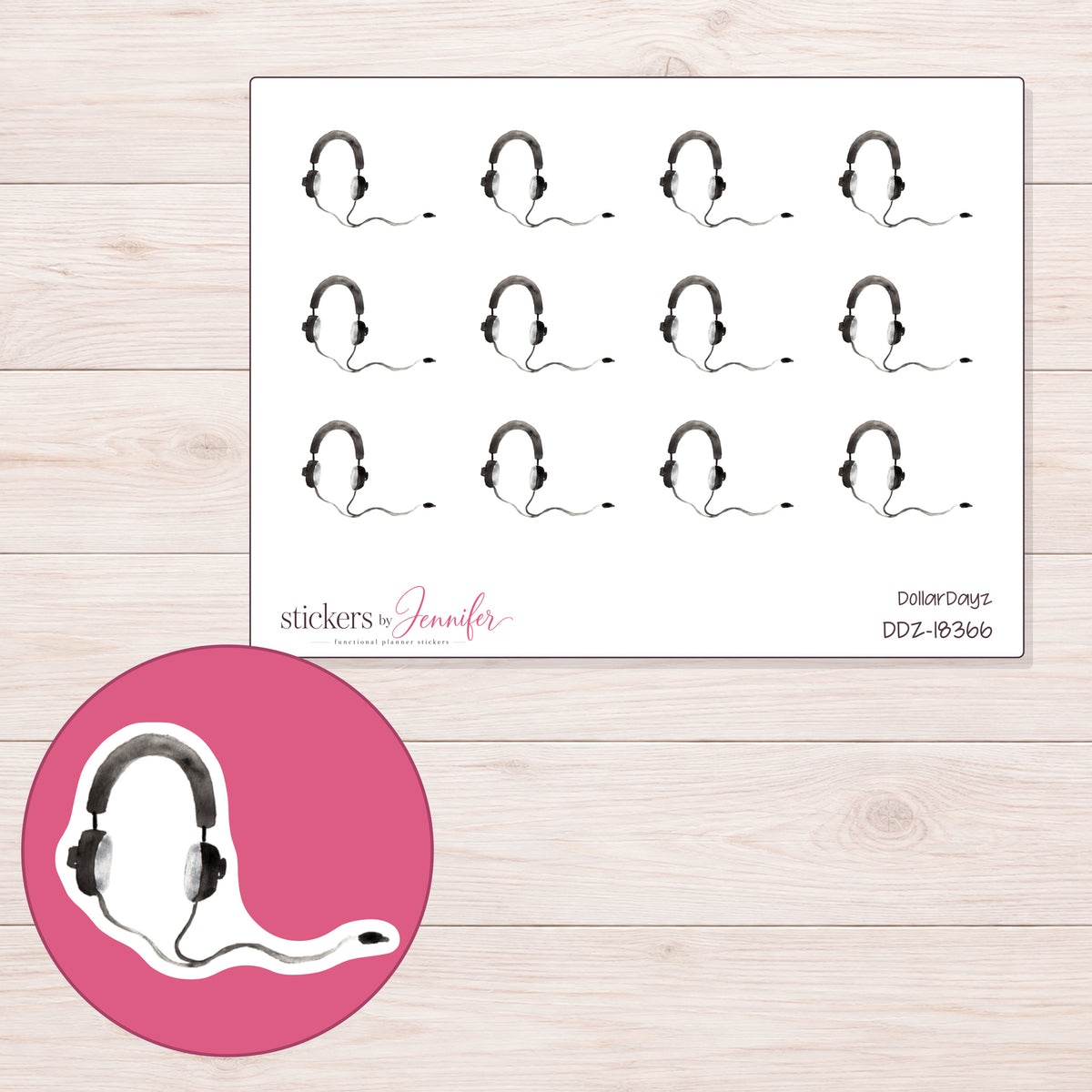 DDZ-18366 planner sticker sheet with enlarged sticker detail