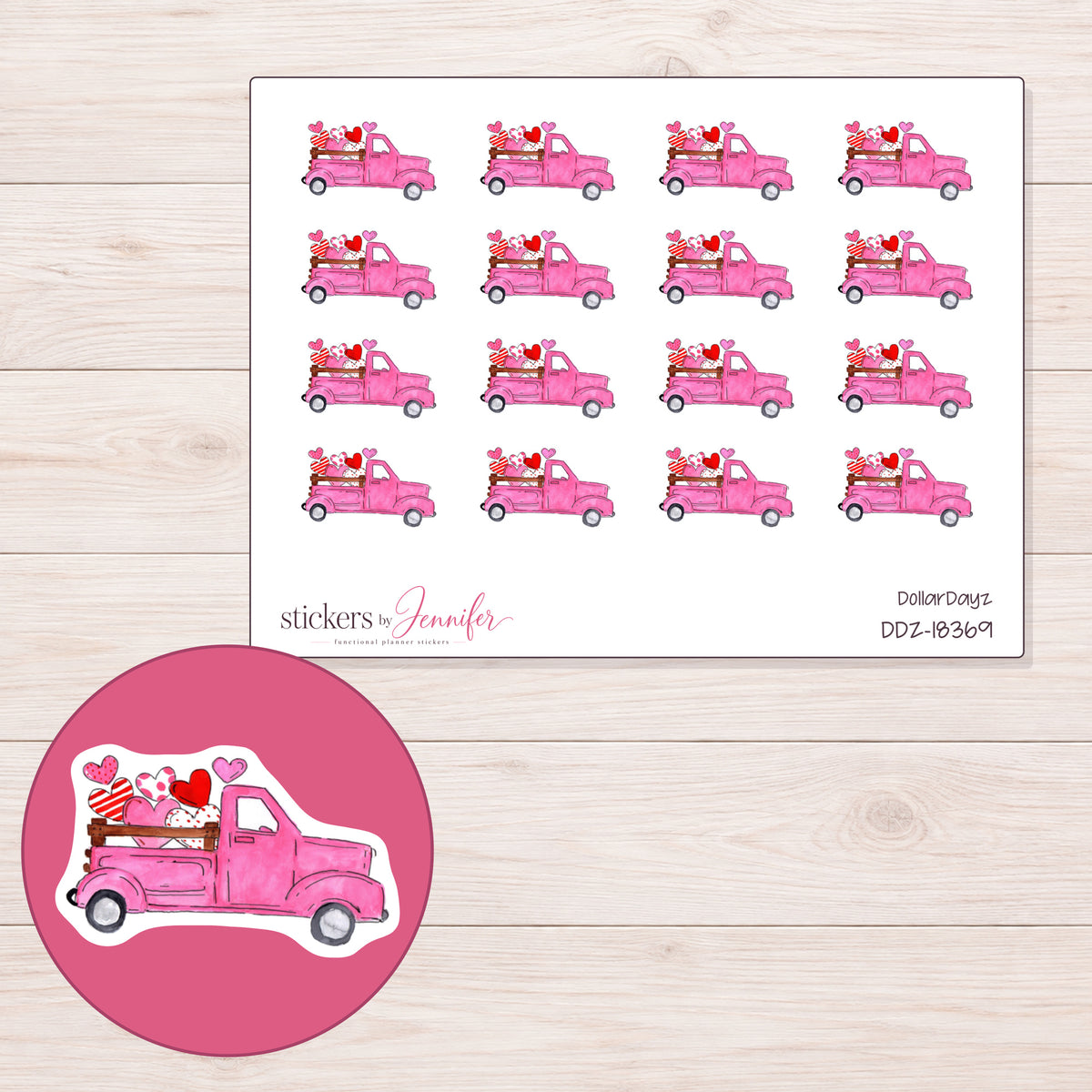 DDZ-18369 planner sticker sheet with enlarged sticker detail