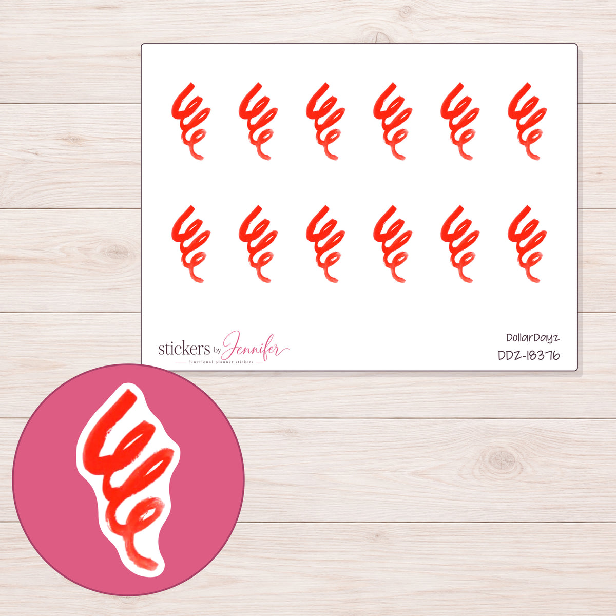 DDZ-18376 planner sticker sheet with enlarged sticker detail