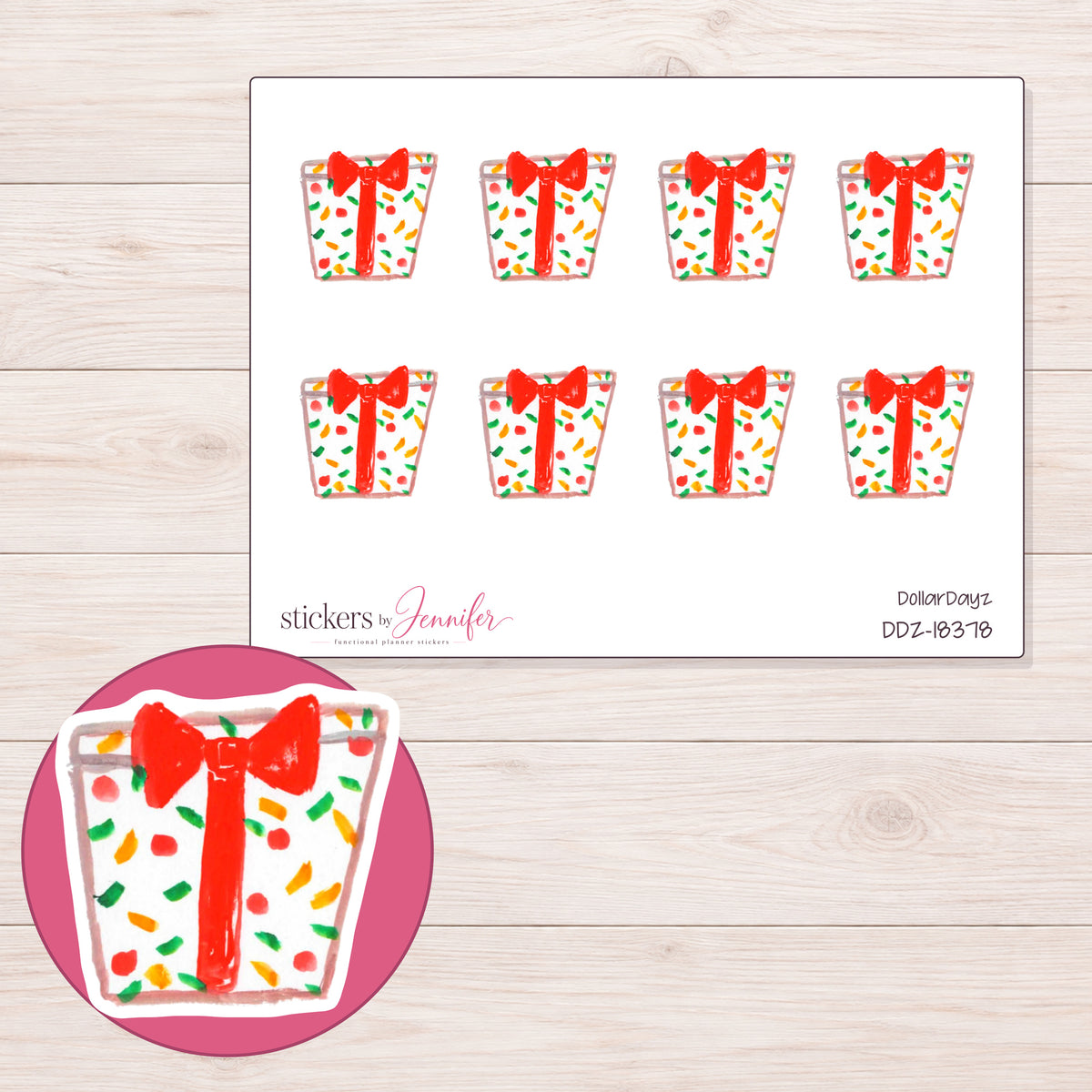 DDZ-18378 planner sticker sheet with enlarged sticker detail