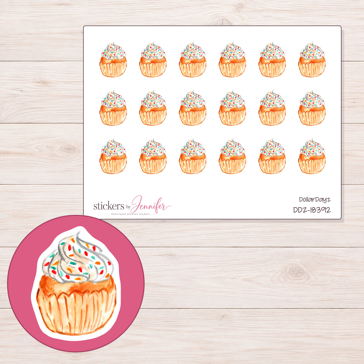 DDZ-18392 planner sticker sheet with enlarged sticker detail