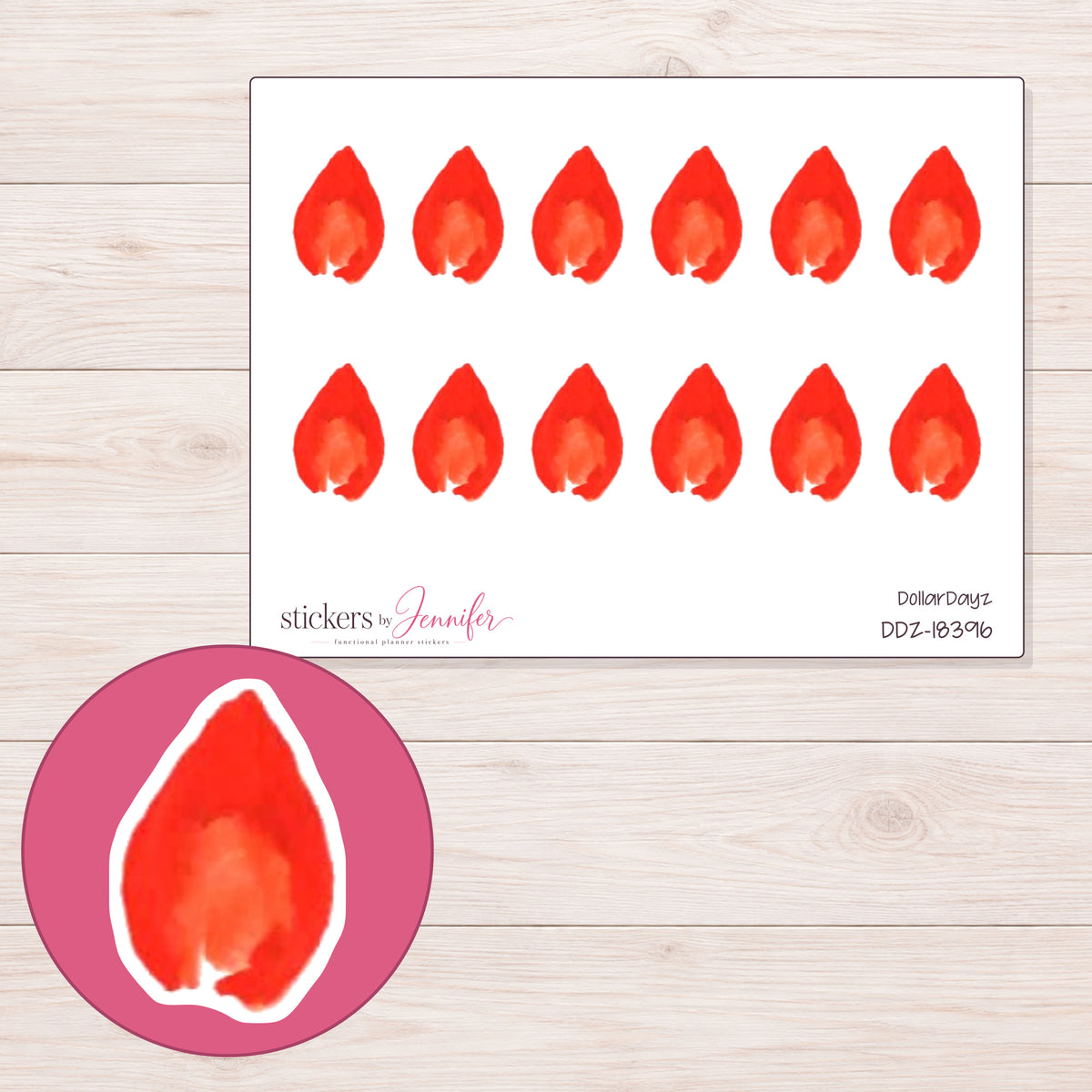 DDZ-18396 planner sticker sheet with enlarged sticker detail