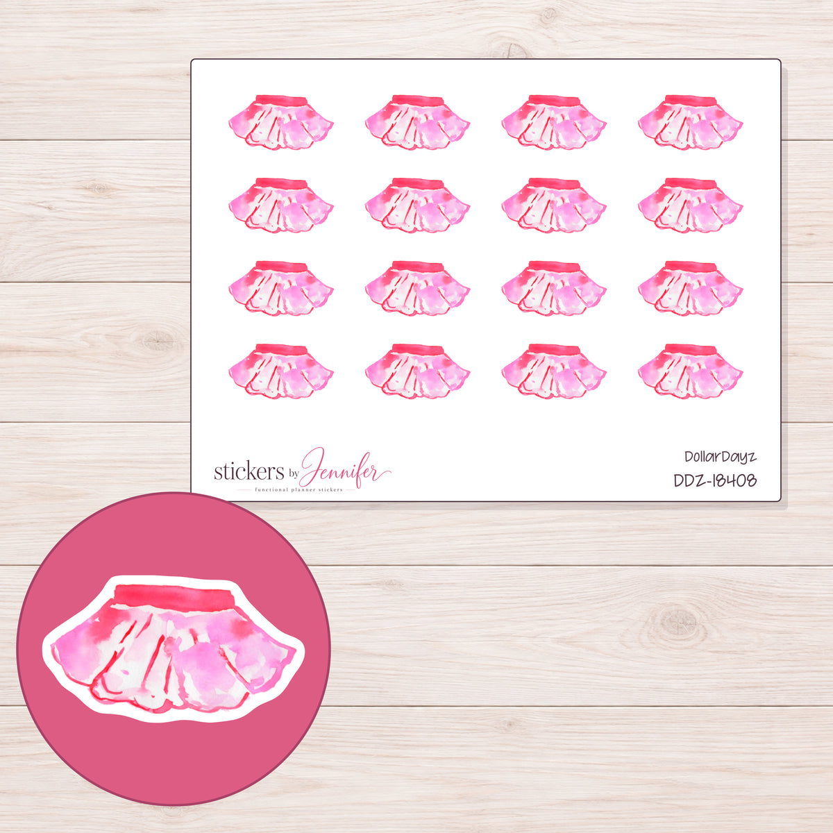 DDZ-18408 planner sticker sheet with enlarged sticker detail