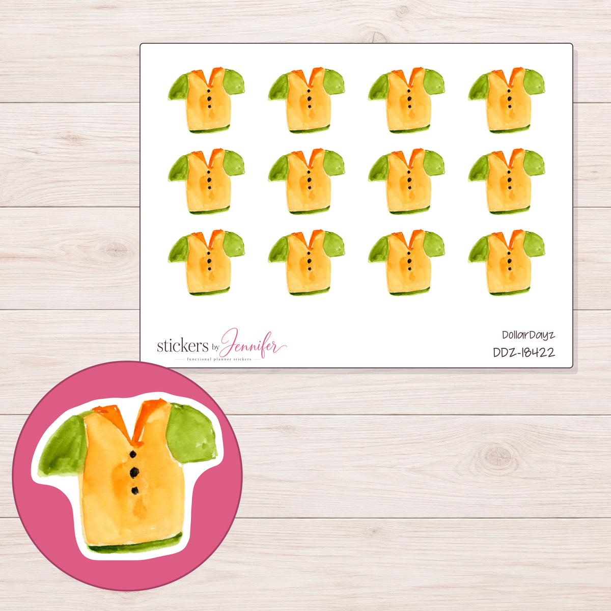 DDZ-18422 planner sticker sheet with enlarged sticker detail