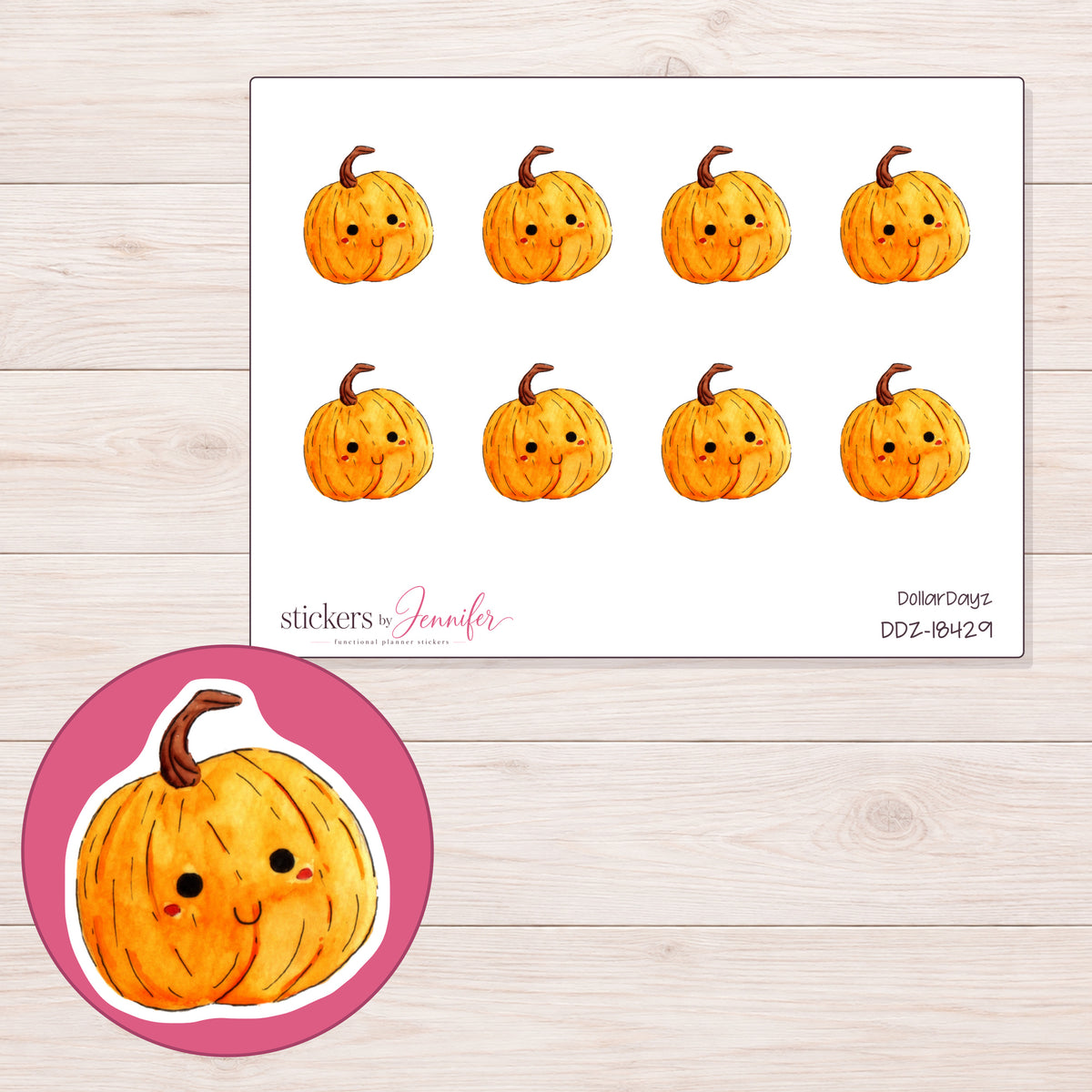 DDZ-18429 planner sticker sheet with enlarged sticker detail