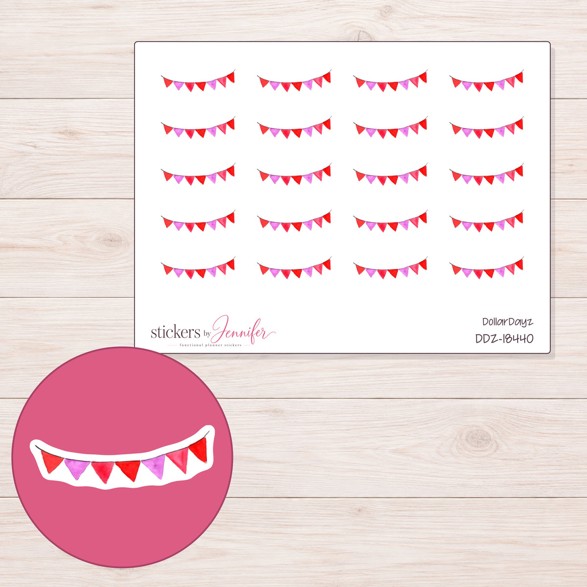 DDZ-18440 planner sticker sheet with enlarged sticker detail