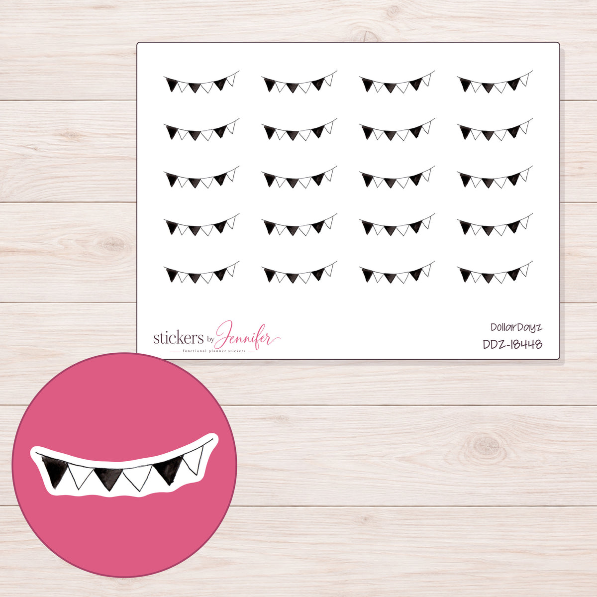 DDZ-18448 planner sticker sheet with enlarged sticker detail