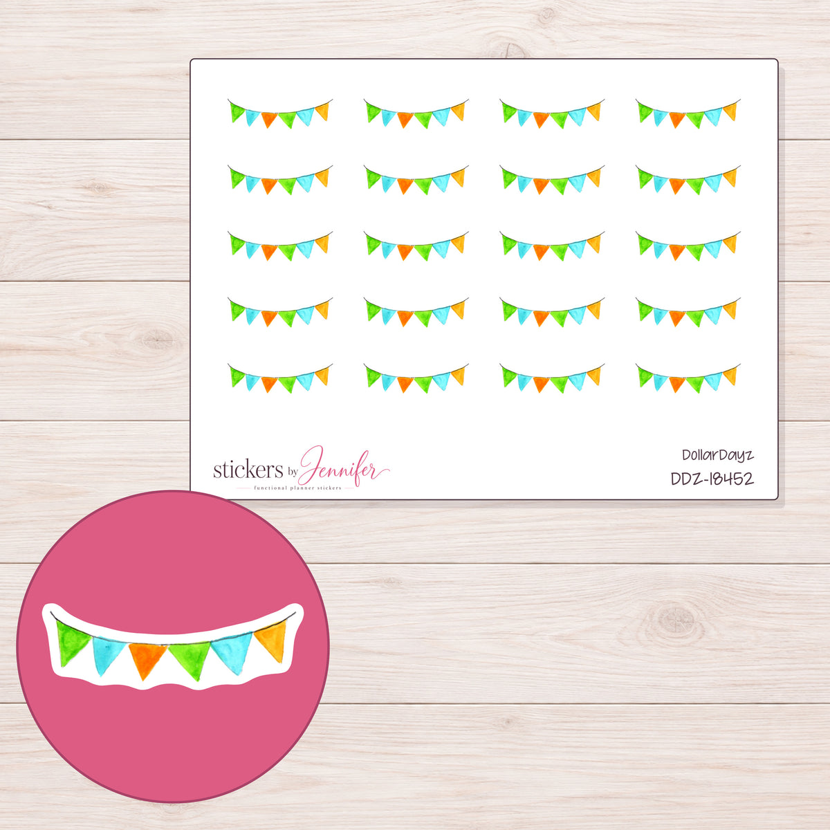 DDZ-18452 planner sticker sheet with enlarged sticker detail