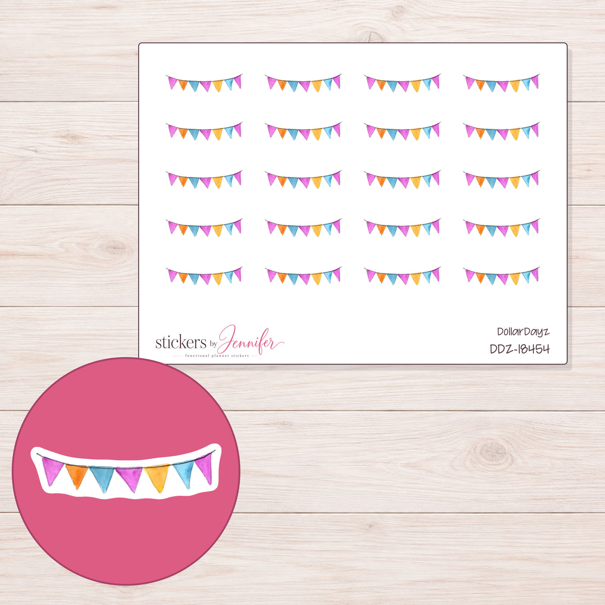 DDZ-18454 planner sticker sheet with enlarged sticker detail