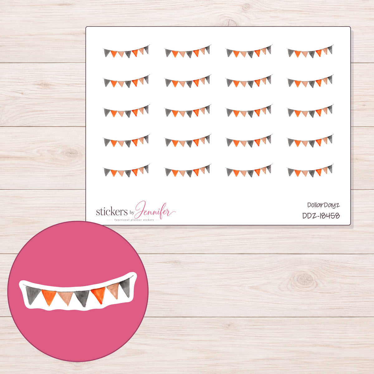 DDZ-18458 planner sticker sheet with enlarged sticker detail