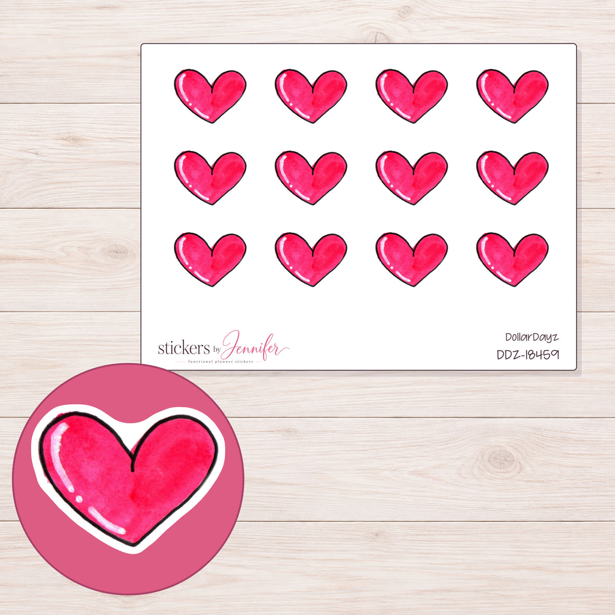 DDZ-18459 planner sticker sheet with enlarged sticker detail