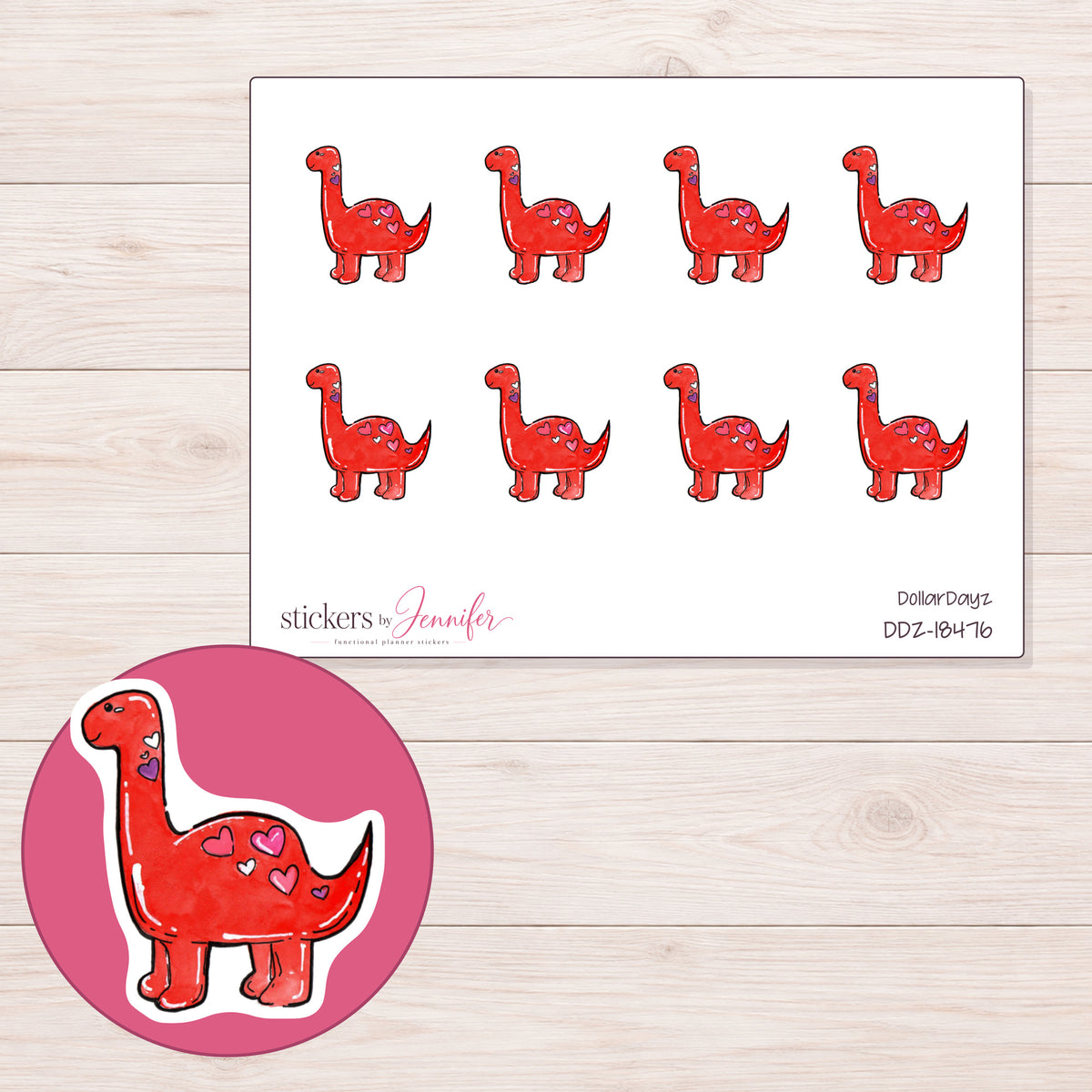 DDZ-18476 planner sticker sheet with enlarged sticker detail