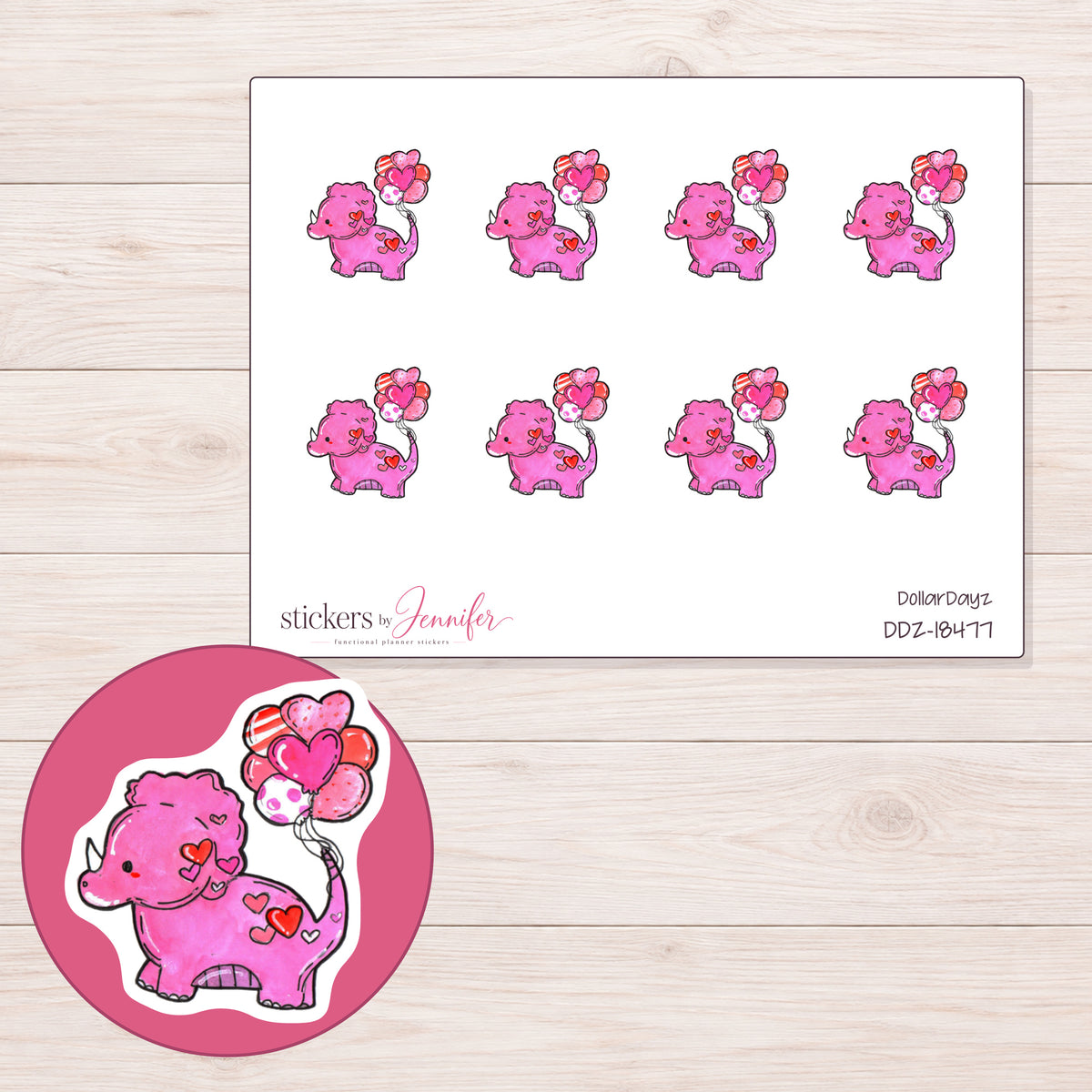 DDZ-18477 planner sticker sheet with enlarged sticker detail