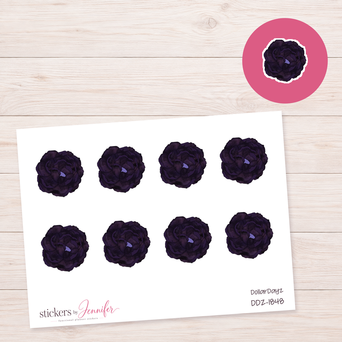 Deep Purple Peony Planner Stickers | DDZ-1848