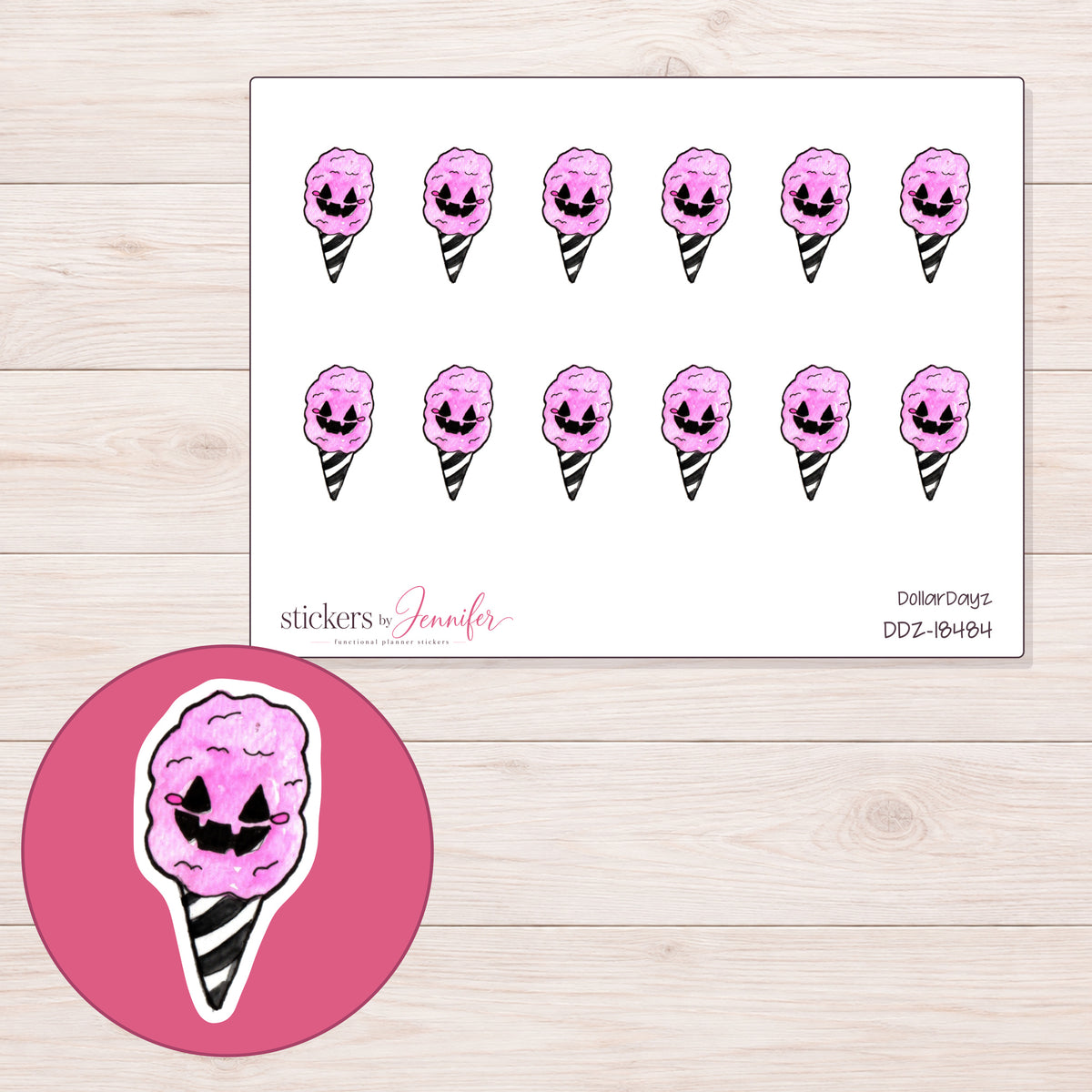 DDZ-18484 planner sticker sheet with enlarged sticker detail