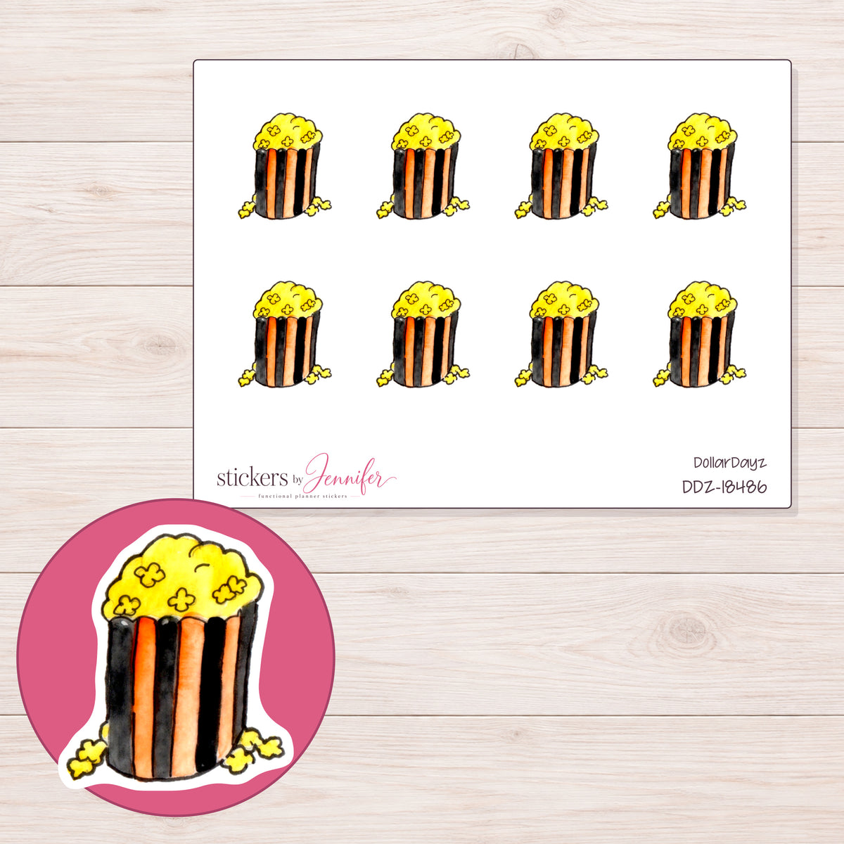 DDZ-18486 planner sticker sheet with enlarged sticker detail