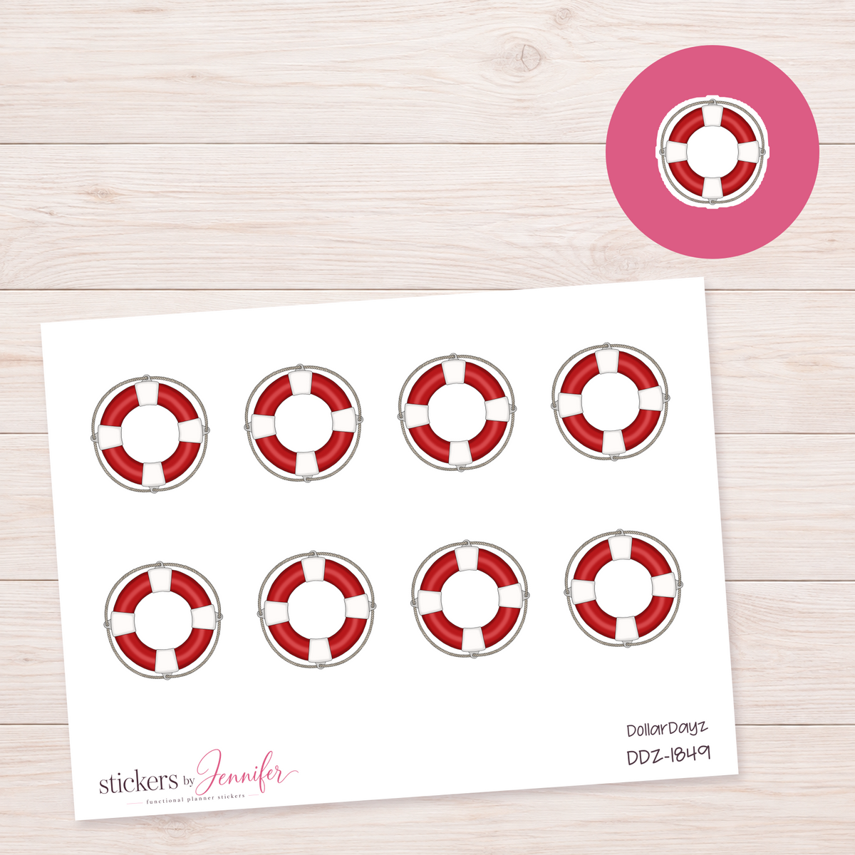 Red Life Ring Planner Stickers | DDZ-1849