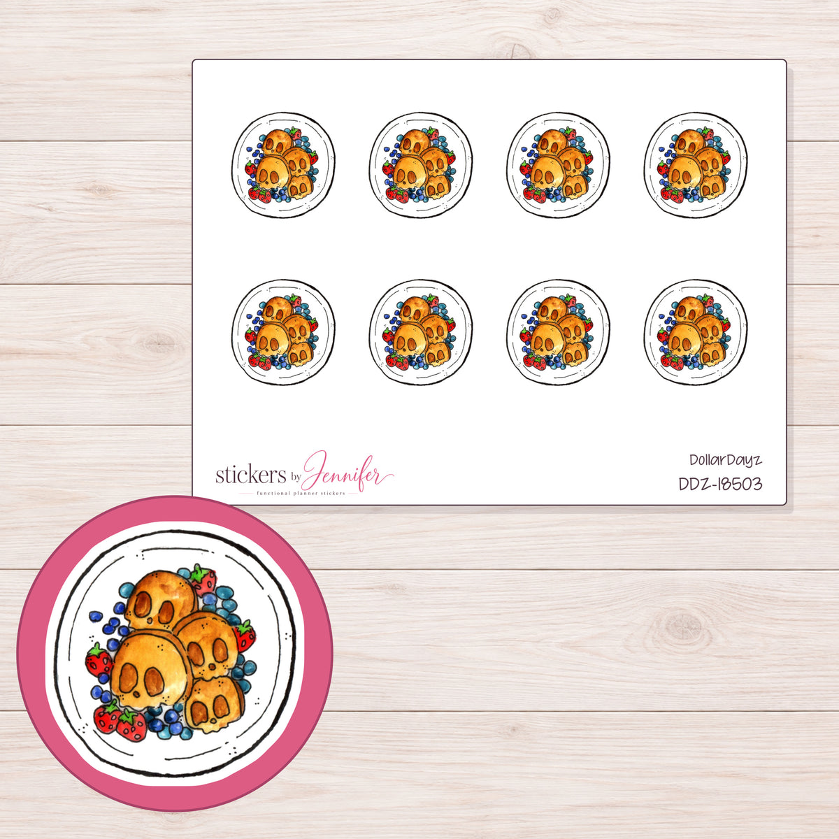 DDZ-18503 planner sticker sheet with enlarged sticker detail